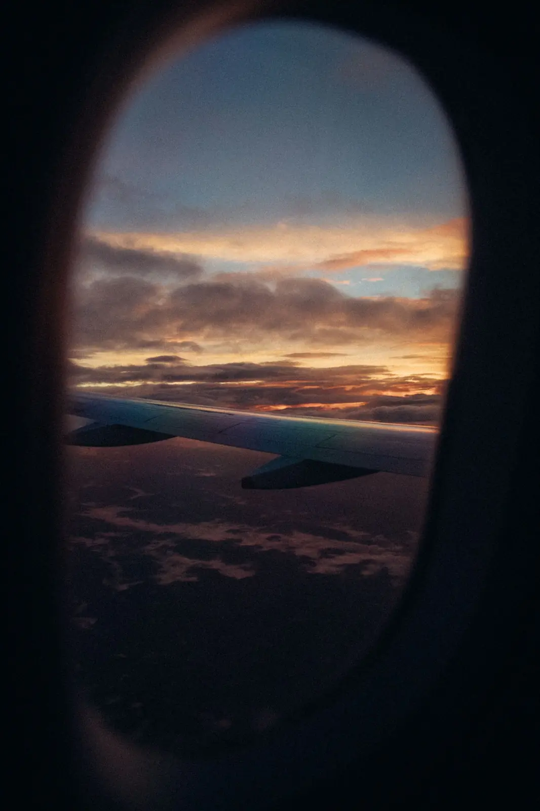 Dusk seen through an aircraft window