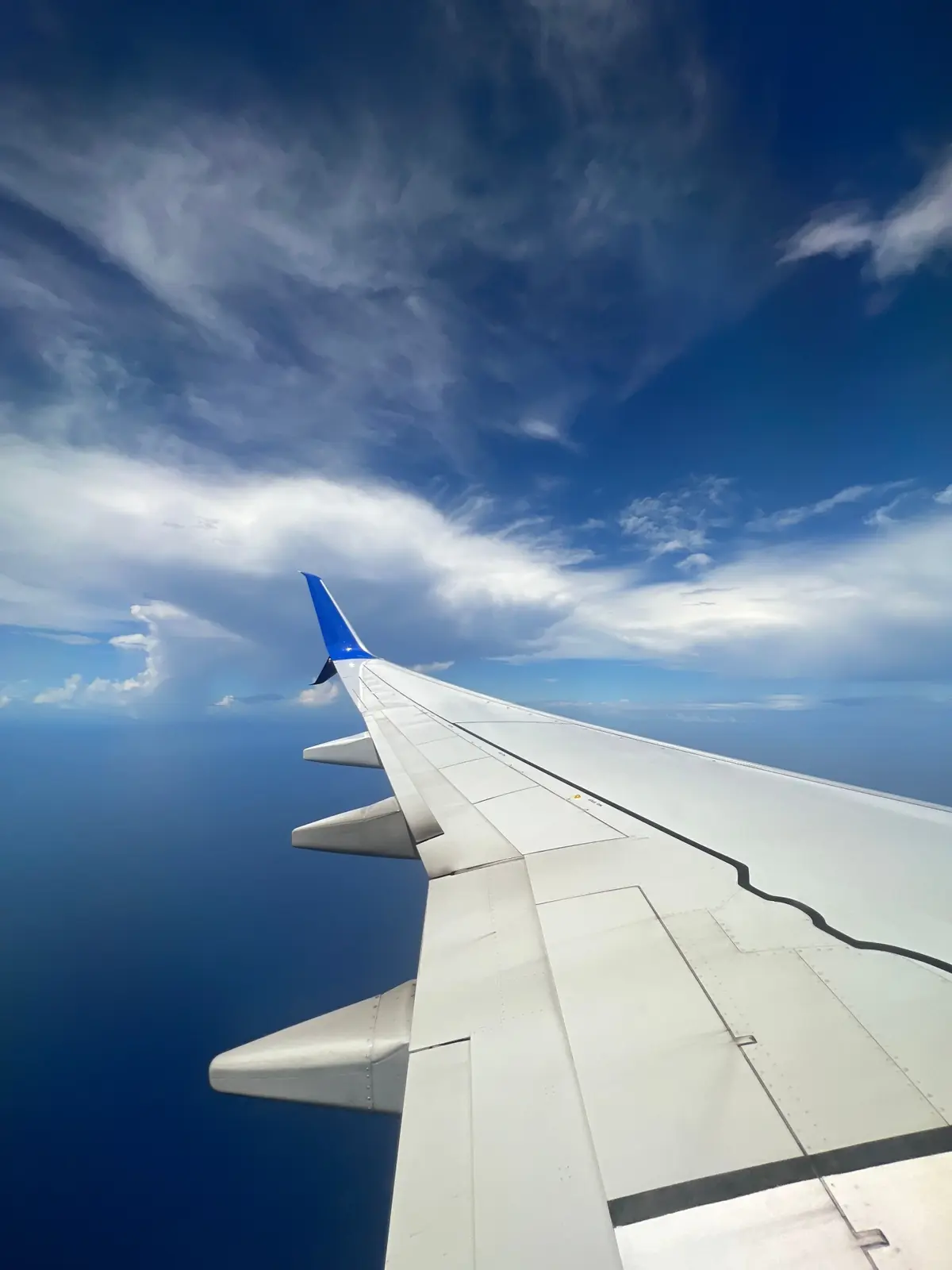 Aircraft wing above open sea